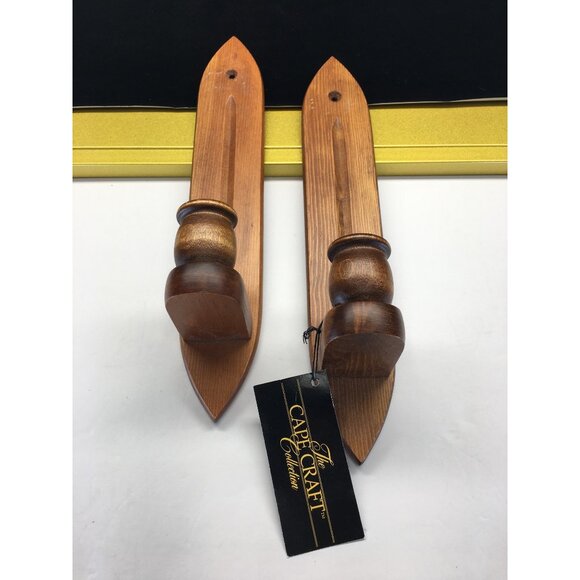 Vtg The Cape Craft Collection Wood Wall Sconces Candle Holders NEW - Set of 4 - Picture 8 of 16